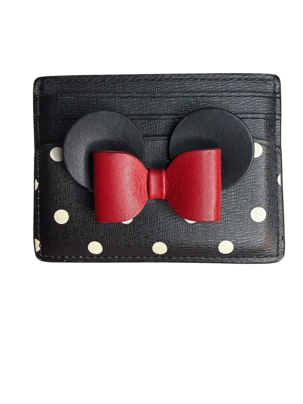 KATE SPADE new york Disney Minnie Mouse Polka Dot Card Wallet Card Case Red Bow